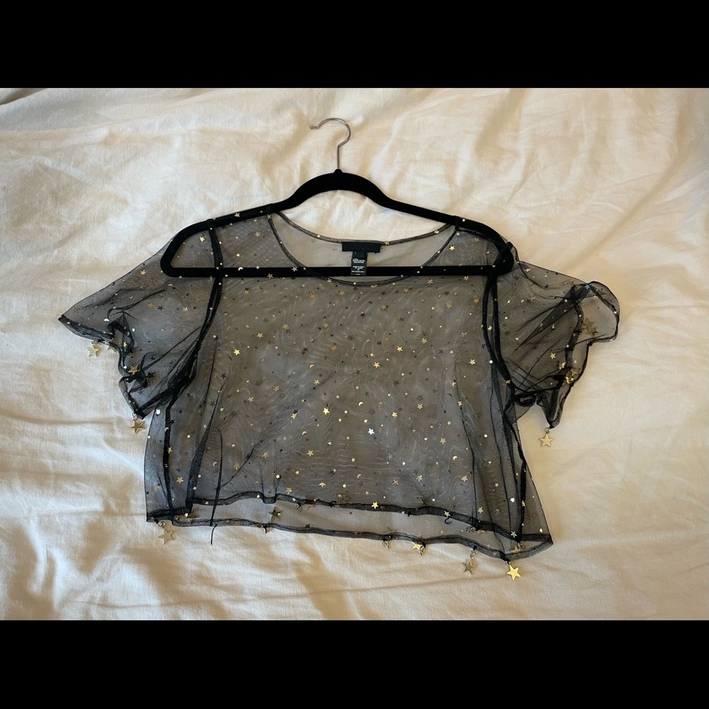 Black Mesh Crop Top